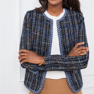 Talbots plus space dyed tweed blazer / jacket Navy blue size 14W
